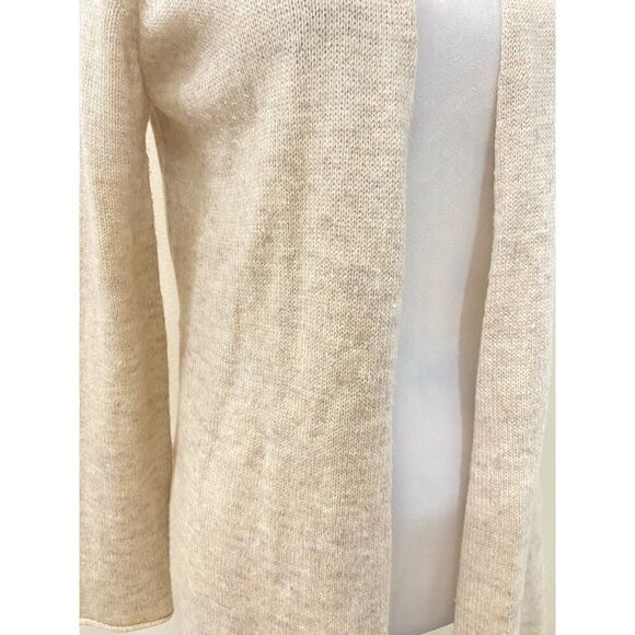 Talbots Petite Wool Blend Long Cardigan Cream Open Front Size Mp - Picture 3 of 6